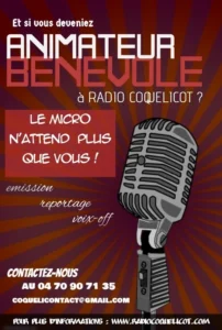 Affiche de recrutement de Radio Coquelicot
